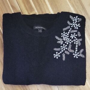 Banana Republic Black Sweater with Silver Embroidery